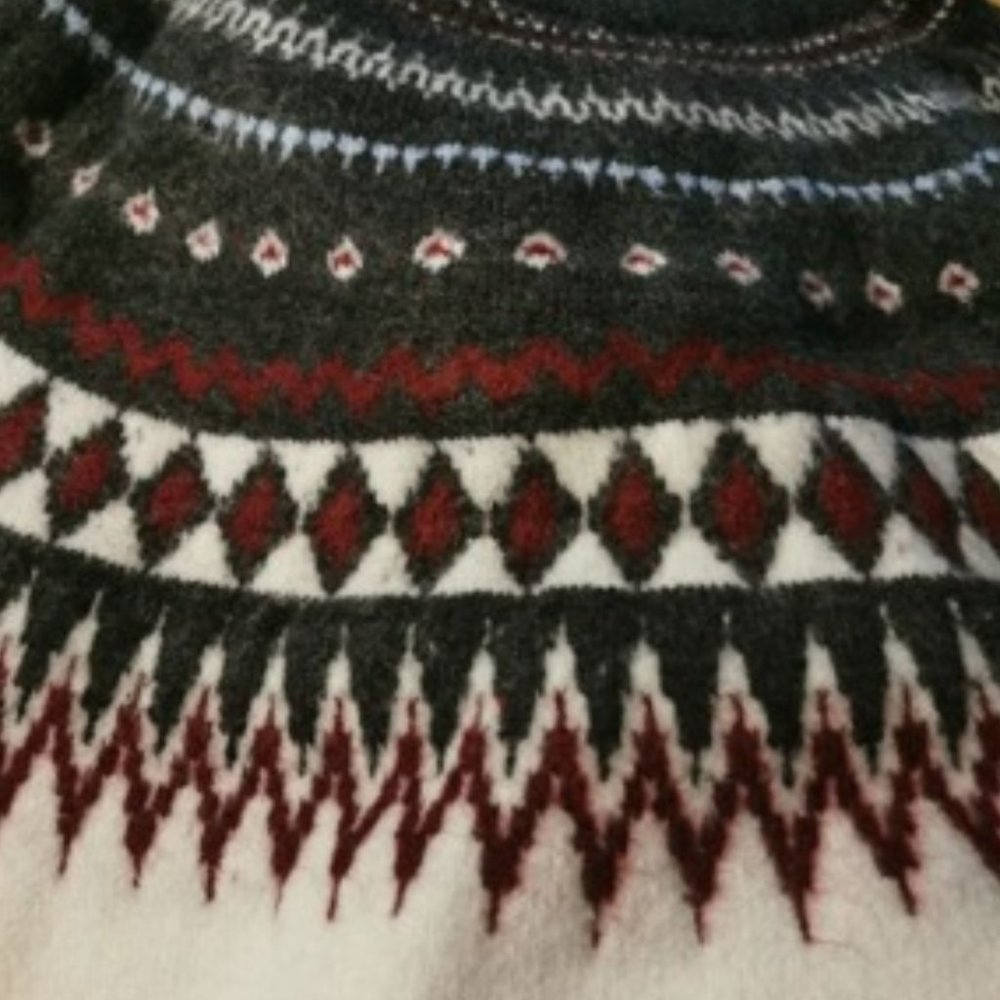 Multi color Fair Isle Argyle Pattern Knit Sweater - Picture 8 of 8
